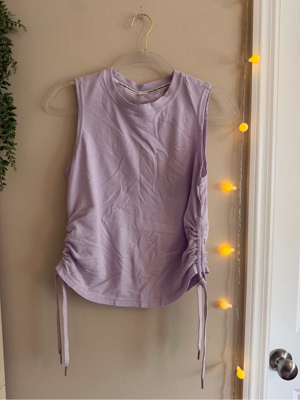 Calvin Klein Lavender Side-Ruched Tank Top